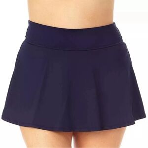 Anne Cole Plus Size Soft Band Rock Swim Skirt Navy 22W